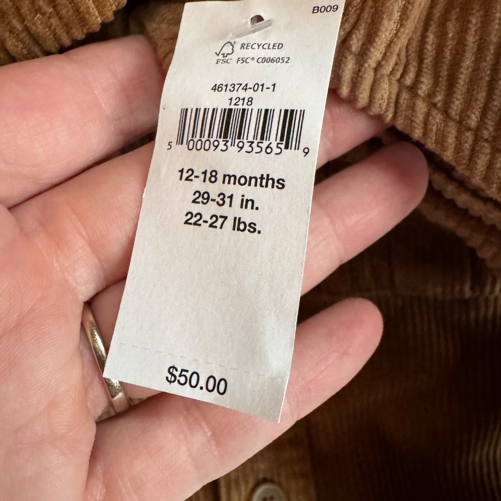 Banana Republic Baby Corduroy Explorer Shirt 12-18 months, NWT - Picture 3 of 13